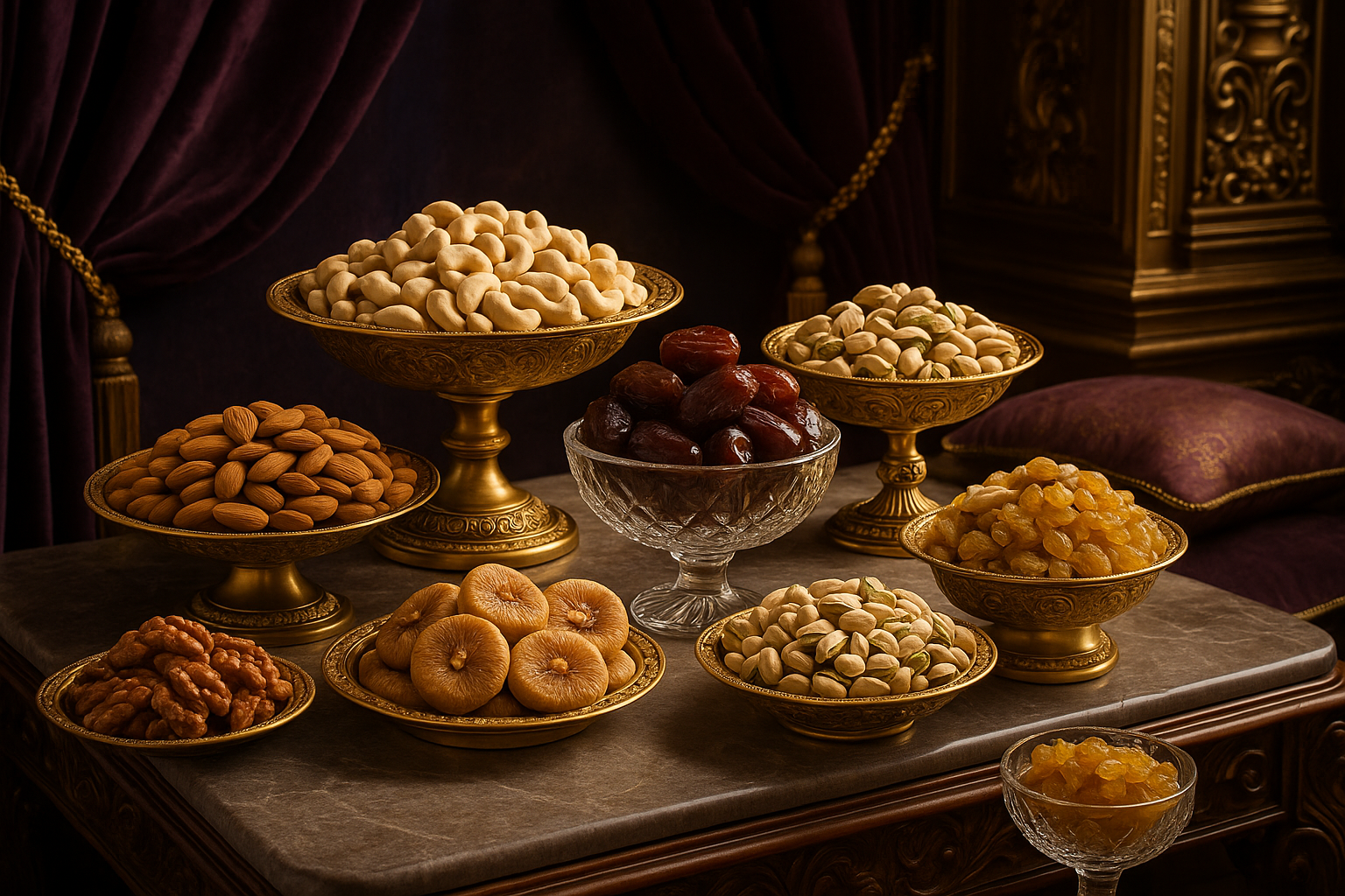 generate a royal image for the catalog section of the above mentioned dryfruits site make it 4k, no text